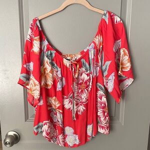 cupcakes & cashmere Red Floral Blouse